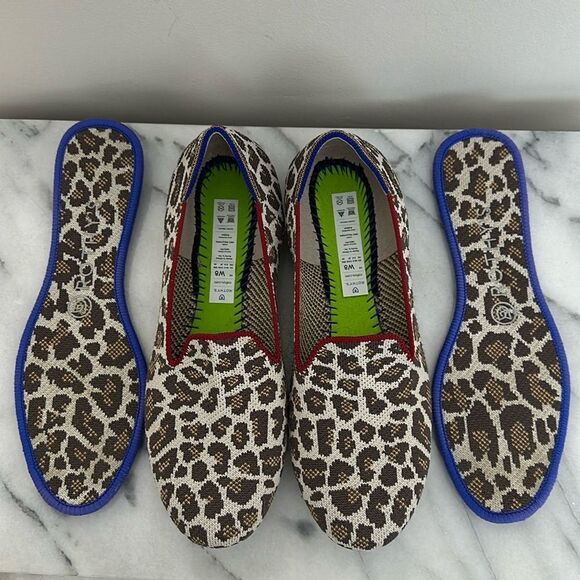 ROTHY'S Mocha Spot Animal Leopard Print Loafer Size 8, Comfy, Casual - Picture 1 of 13